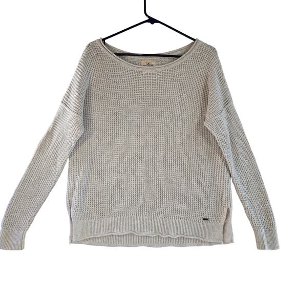 Hollister Waffle Knit Gray Sweater Women's Size M - Picture 1 of 10